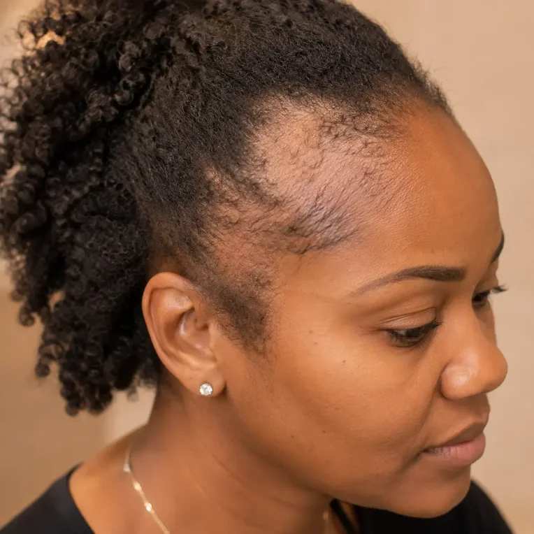 Thinning edges along the hairline